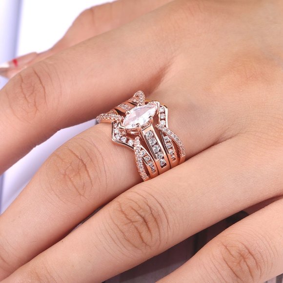 "Sweet Anillos Shiny Marquis Dainty Zircon Micro Pave Rings for Women, PD018 - Picture 8 of 9